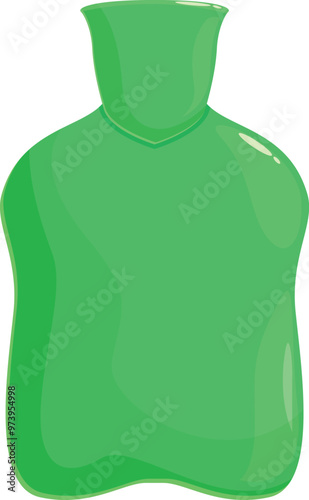 Green rubber hot water bottle providing warmth and comfort