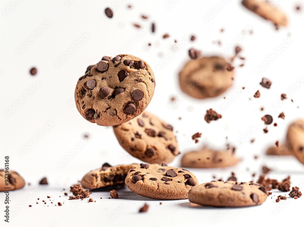 Chocolate chip cookies on isolated background Chocolate chip cookies on isolated background