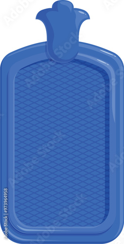 Blue rubber hot water bottle keeping warm during winter time