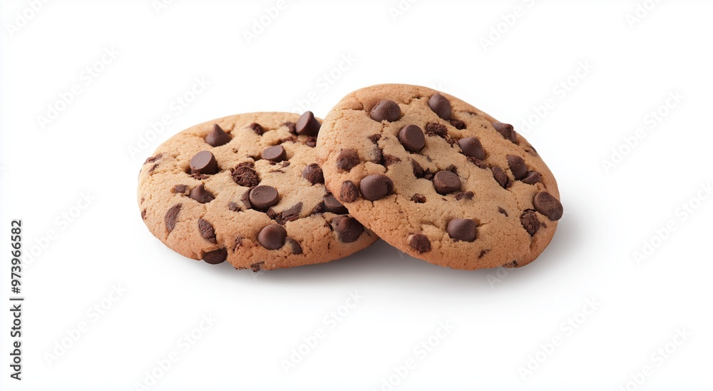Chocolate chip cookies on a white background Chocolate chip cookies on a white background