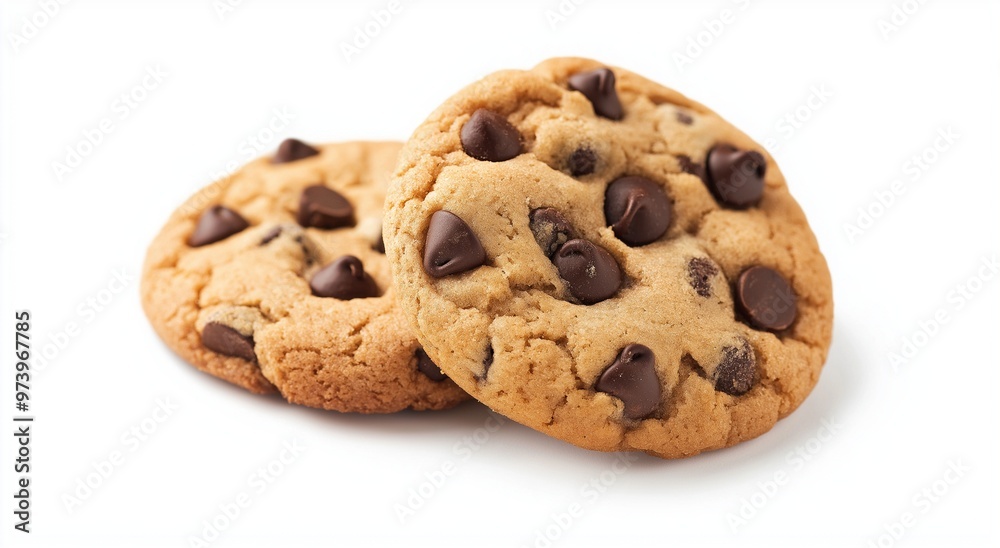 Chocolate chip cookies on a white background Chocolate chip cookies on a white background