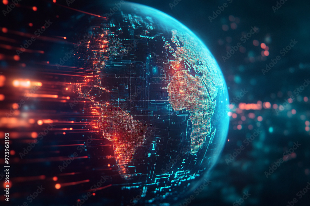 digital world planet cyber Earth. digital world planet cyber Earth.
