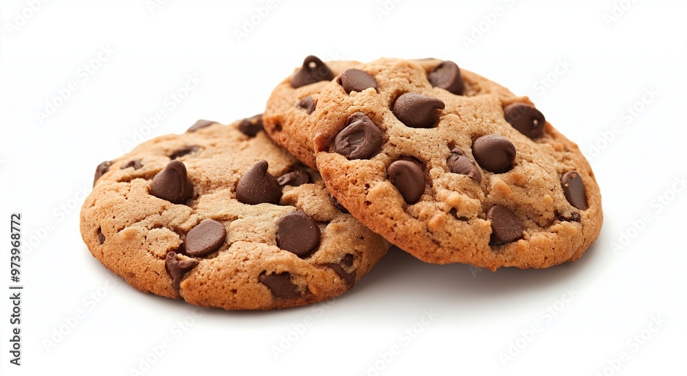 Chocolate chip cookies on a white background Chocolate chip cookies on a white background