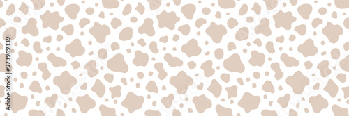 Cow skin vector seamless pattern. Neutral beige color animal skin texture background. Milk farm, dairy illustration for food, cosmetic package. Neutral creamy spot wallpaper. Abstract doodle girl bg photo