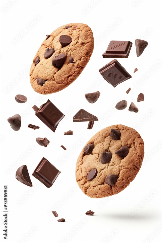 Chocolate chip cookies on isolated background Chocolate chip cookies on isolated background