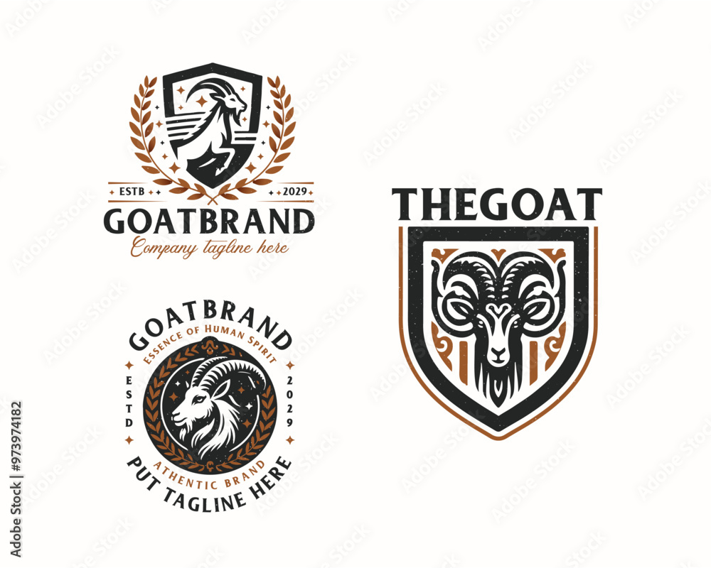 Naklejka premium Set bundle retro badge vintage goat tattoo for business company 