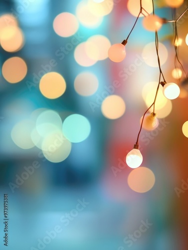 Blurred Christmas lights background with festive holiday bokeh and ornaments	
