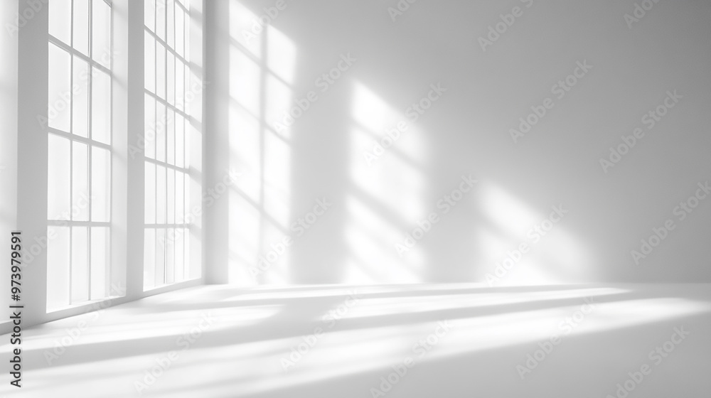 Empty white room with window and sunlight
Empty white room with window and sunlight