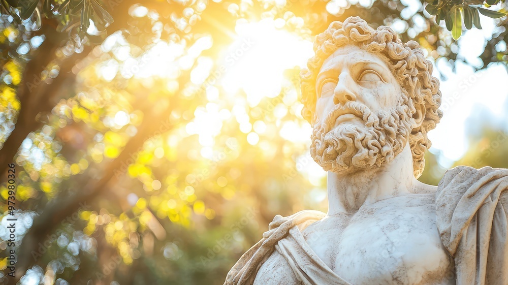 A majestic statue adorned with intricate details, basking in warm sunlight amidst lush greenery, evoking feelings of history and beauty. A majestic statue adorned with intricate details, basking in warm sunlight amidst lush greenery, evoking feelings of history and beauty.