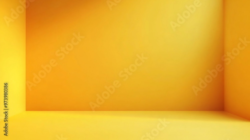 Empty yellow room with platform displaying minimal background