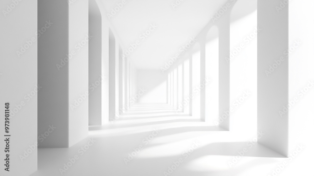 Fototapeta premium Empty modern white room with abundant natural light abstract architectural background 