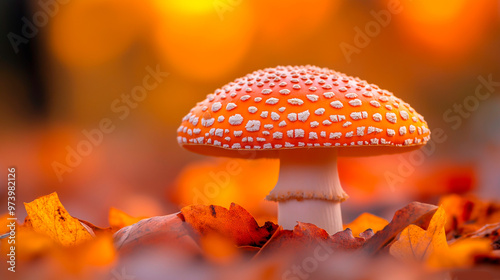 fly agaric mushroom in forest photo