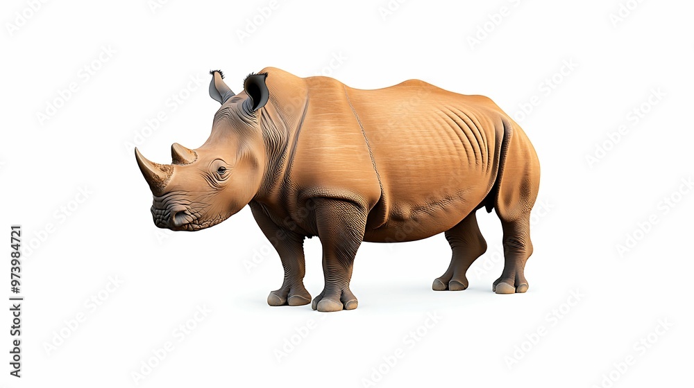 Fototapeta premium Majestic Endangered Black Rhino in African Savanna - Detailed Wildlife Close-Up Shot