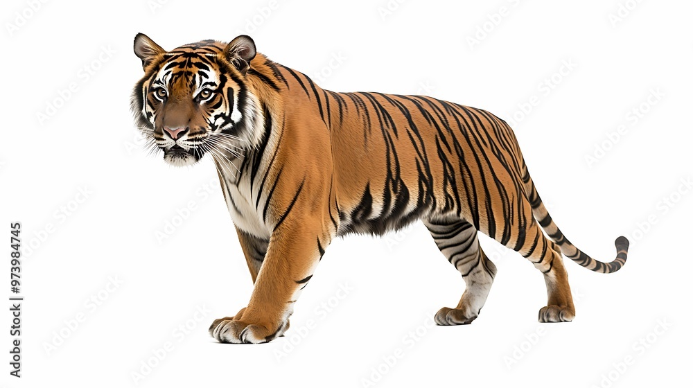 Obraz premium Majestic Sumatran Tiger - Endangered Species Portrait with Sharp Focus | Clear-Lit Jungle Beauty Captured with Sony Alpha A7 III