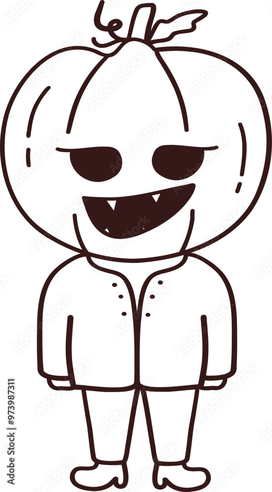Halloween Cute Monster Costume Spooky Character Doodle Outline Halloween Cute Monster Costume Spooky Character Doodle Outline