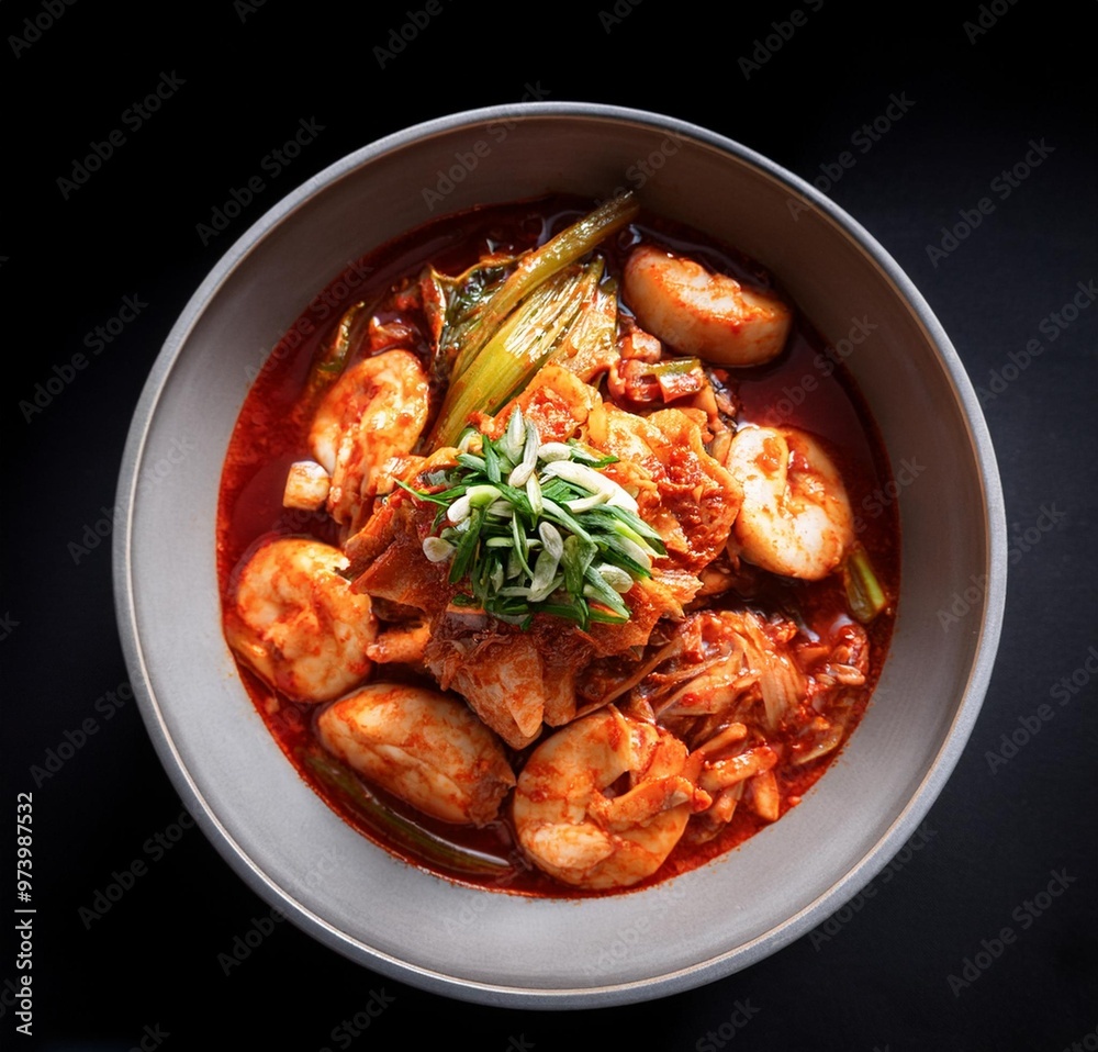 kimchi, food from South Korea, with black background kimchi, food from South Korea, with black background