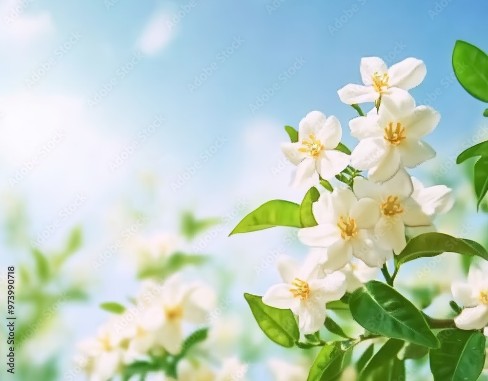 Beautiful white flower with delicate petals against a soft blue sky, symbolizing purity and freshness in nature. Beautiful white flower with delicate petals against a soft blue sky, symbolizing purity and freshness in nature.