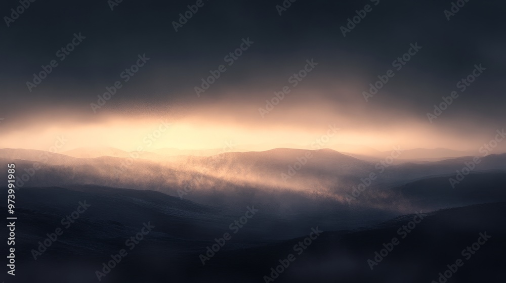 The sky darkens as dusk approaches, with the last rays of sunlight peeking through layers of cloud, casting soft shadows across the land. The sky darkens as dusk approaches, with the last rays of sunlight peeking through layers of cloud, casting soft shadows across the land.