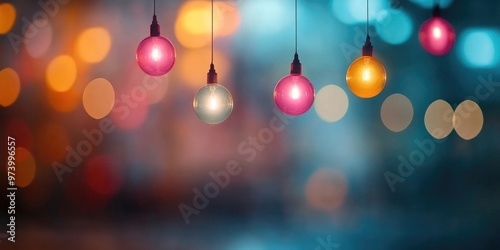 Blurred Christmas lights background with festive holiday bokeh and ornaments	
