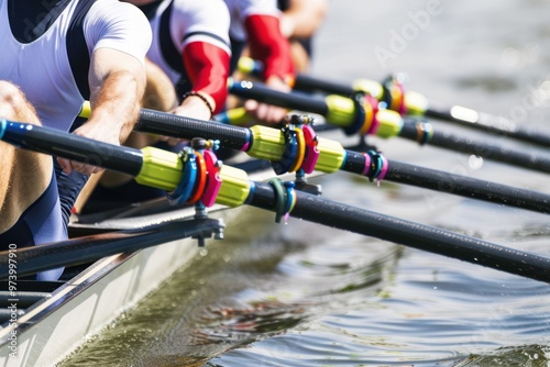 Close up of men's rowing team 