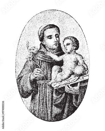 Saint Anthony with child Jesus Vector catholic religious Illustration photo