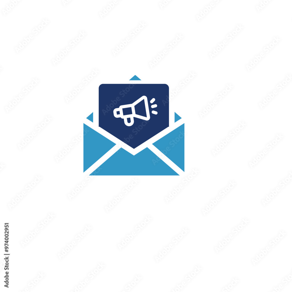 Mail with Speaker flat vector icon Mail with Speaker flat vector icon
