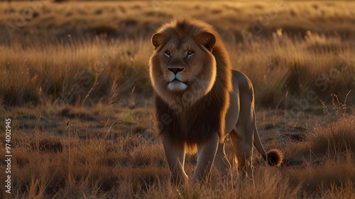 lion cub in the grass photo