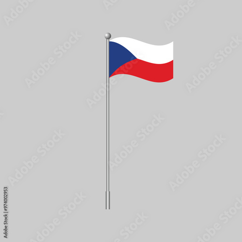 Waving flag of Czech Republic. Vector illustration