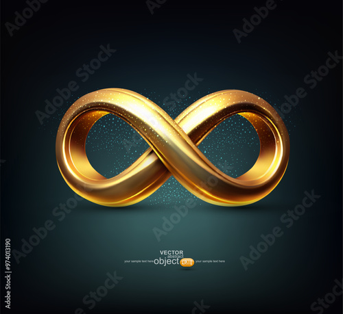 Golden sign of infinity. 3D. Vector illustration. object for design, banners
