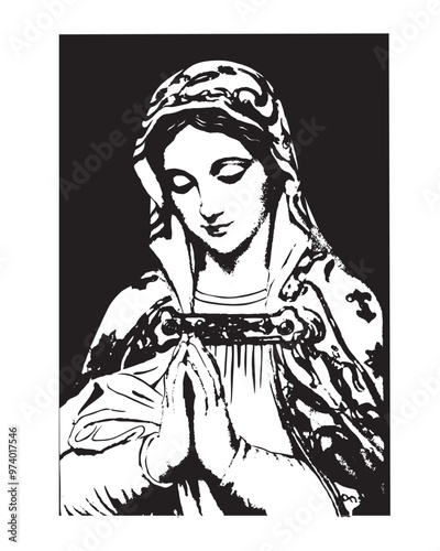Virgin Mary Illustration Our Lady catholic religious vector
