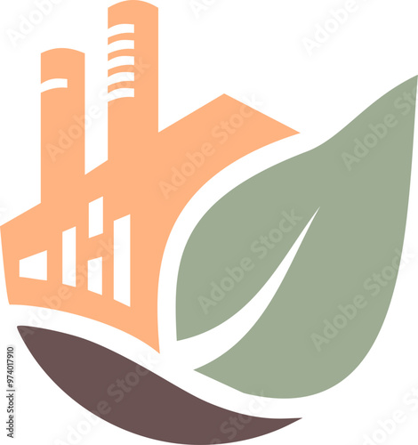 factory with leaf in half circle logo