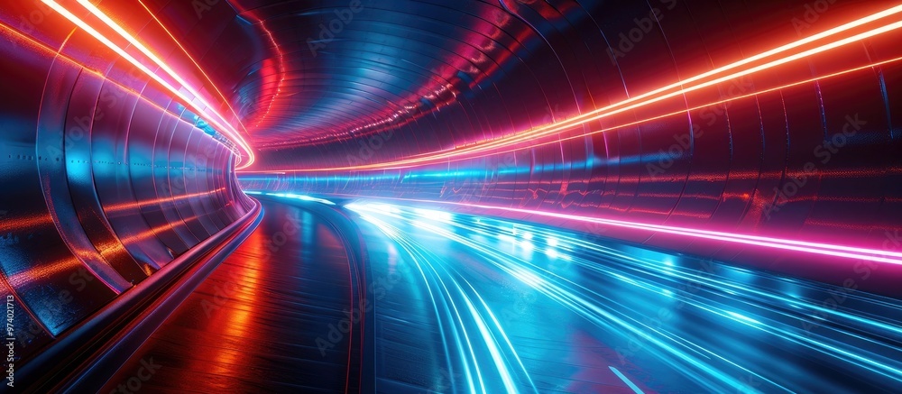 High speed futuristic tunnel with vibrant neon lights and blurred motion creating a dynamic energetic and technology driven atmosphere The image conveys a sense of cutting edge transportation High speed futuristic tunnel with vibrant neon lights and blurred motion creating a dynamic energetic and technology driven atmosphere The image conveys a sense of cutting edge transportation