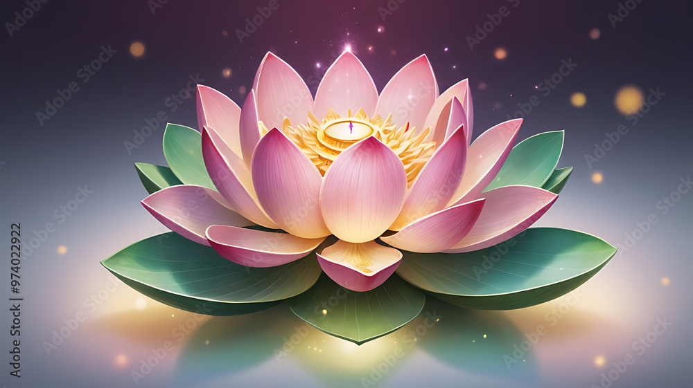 Illustration of a Vastu Feng Shui lotus flower with a bokeh effect background, isolated on a white surface Illustration of a Vastu Feng Shui lotus flower with a bokeh effect background, isolated on a white surface