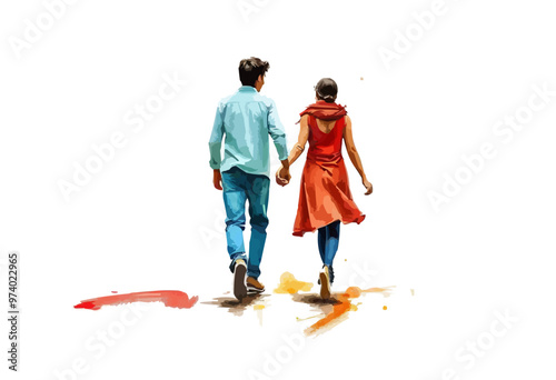 Couple vector digital art. Valentine's day illustration ,background, romantic couple. oil painting portrait