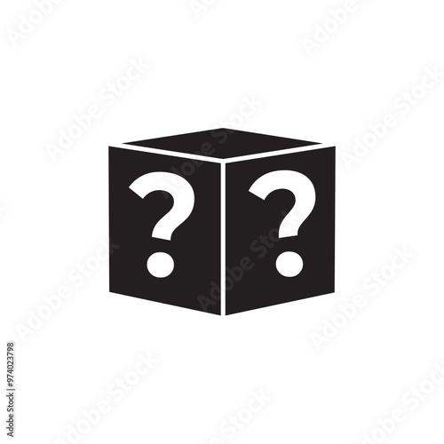 Mystery Box with Question Mark Silhouette Icon. Vector.