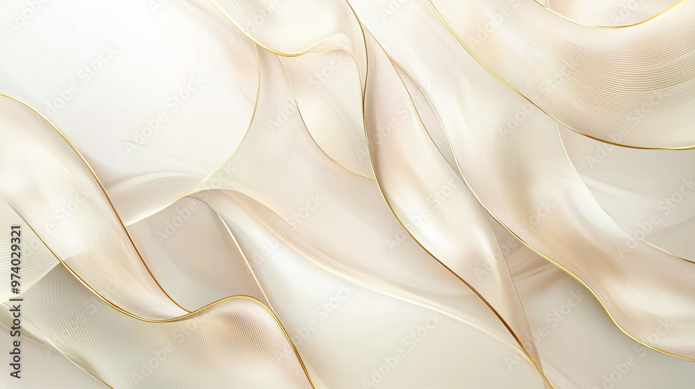This image displays an elegant and luxurious abstract background with soft, flowing waves in a beige and cream color palette. This image displays an elegant and luxurious abstract background with soft, flowing waves in a beige and cream color palette.