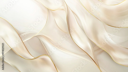 This image displays an elegant and luxurious abstract background with soft, flowing waves in a beige and cream color palette.