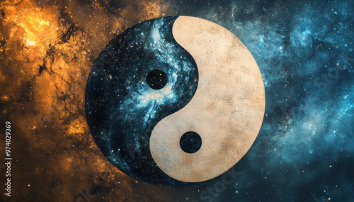 Yin yang symbol representing the harmony of the universe photo