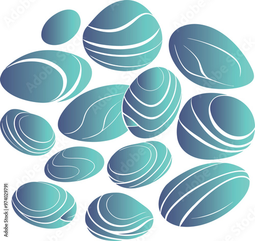 Decorative Blue Stones Rocks pattern Pebbles Vector