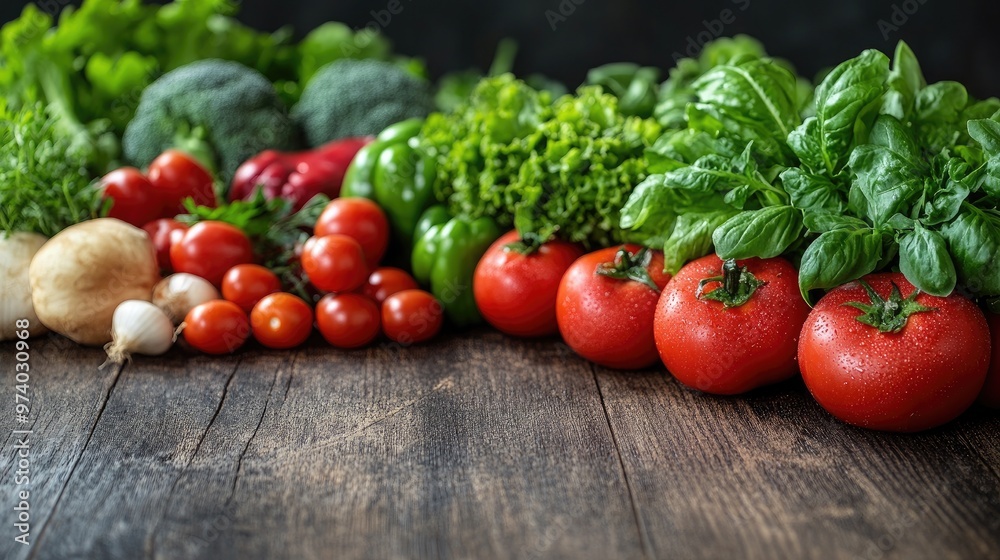 Vibrantly Fresh Garden Vegetables Perfectly Arranged on a Rustic Wooden Table for Culinary Inspiration Vibrantly Fresh Garden Vegetables Perfectly Arranged on a Rustic Wooden Table for Culinary Inspiration