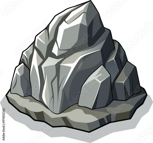 A black and white drawing of big rock mountain in the background