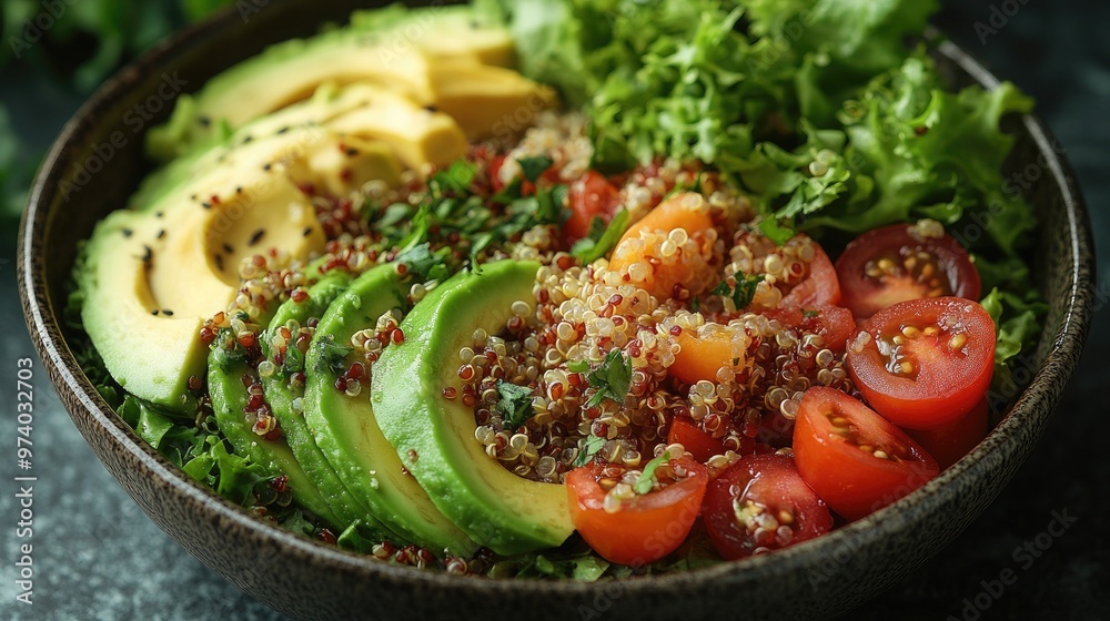 Wholesome and Nutritious Lunch Salad with Quinoa and Avocado for Healthy Eating Enthusiasts Wholesome and Nutritious Lunch Salad with Quinoa and Avocado for Healthy Eating Enthusiasts