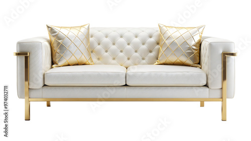 Isolated 3D leather sofa on white background, perfect for interior design or furniture catalog