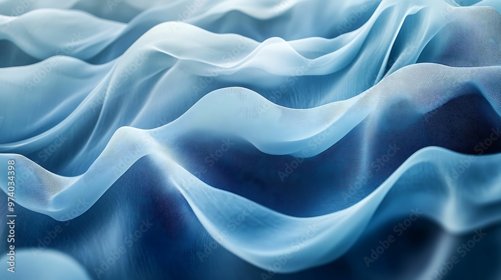 An abstract composition of wavy blue fabric with a soft, flowing texture, resembling ocean waves or delicate folds, creating a calming effect. An abstract composition of wavy blue fabric with a soft, flowing texture, resembling ocean waves or delicate folds, creating a calming effect.