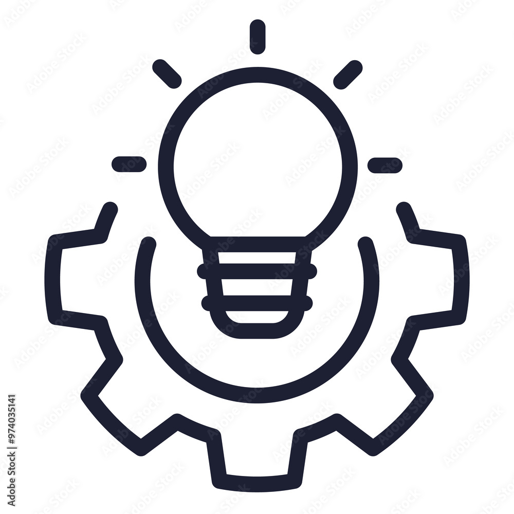 solution line icon with light bulb and gear