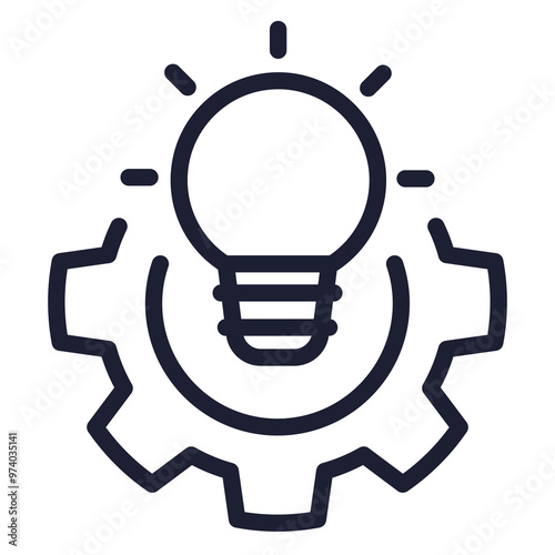 solution line icon with light bulb and gear