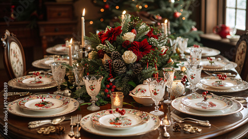 Elegant Christmas Eve Dinner Table Setting