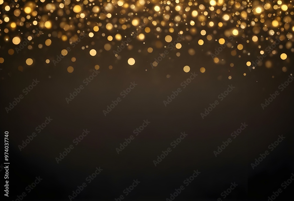 Glittering golden bokeh lights on a dark background, creating a magical and festive atmosphere. Glittering golden bokeh lights on a dark background, creating a magical and festive atmosphere.