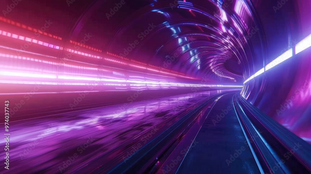 Futuristic neon lit tunnel with dynamic motion and an illuminating path that creates a captivating surreal and technologically advanced atmosphere Futuristic neon lit tunnel with dynamic motion and an illuminating path that creates a captivating surreal and technologically advanced atmosphere
