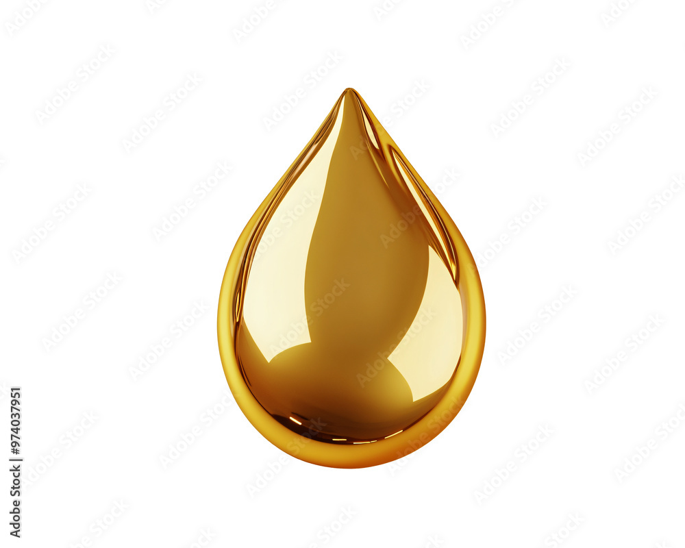 A single golden drop of liquid on a transparent background. A single golden drop of liquid on a transparent background.